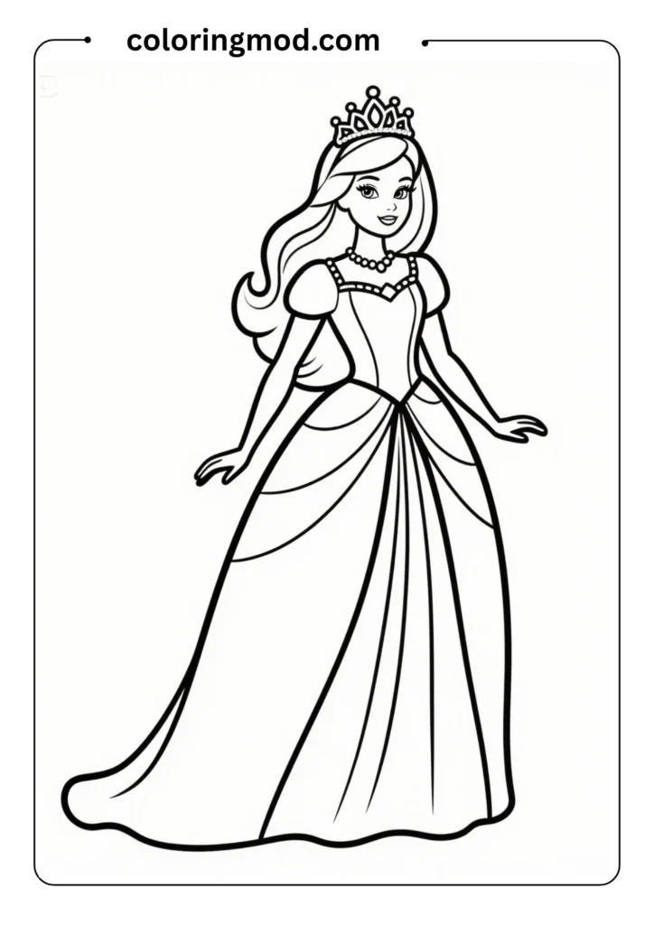 Barbie princess wearing a tiara and long flowing gown