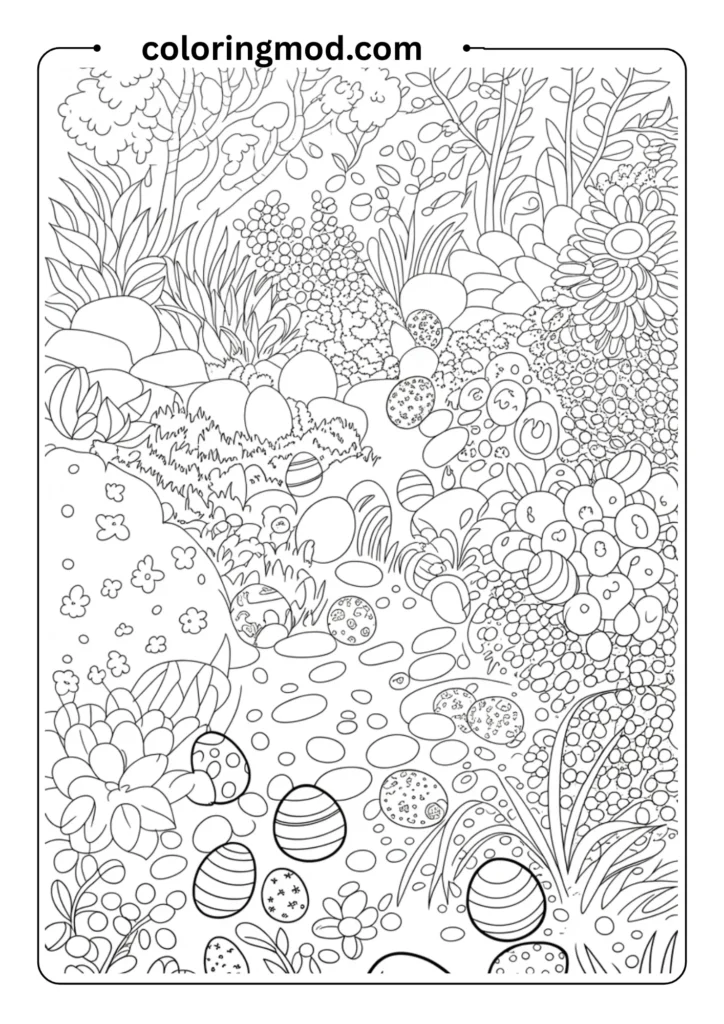 Black-and-white outline of a garden sceneeating ice cream