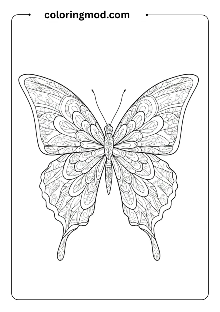 Butterfly Silhouette with Internal Patterns Outline