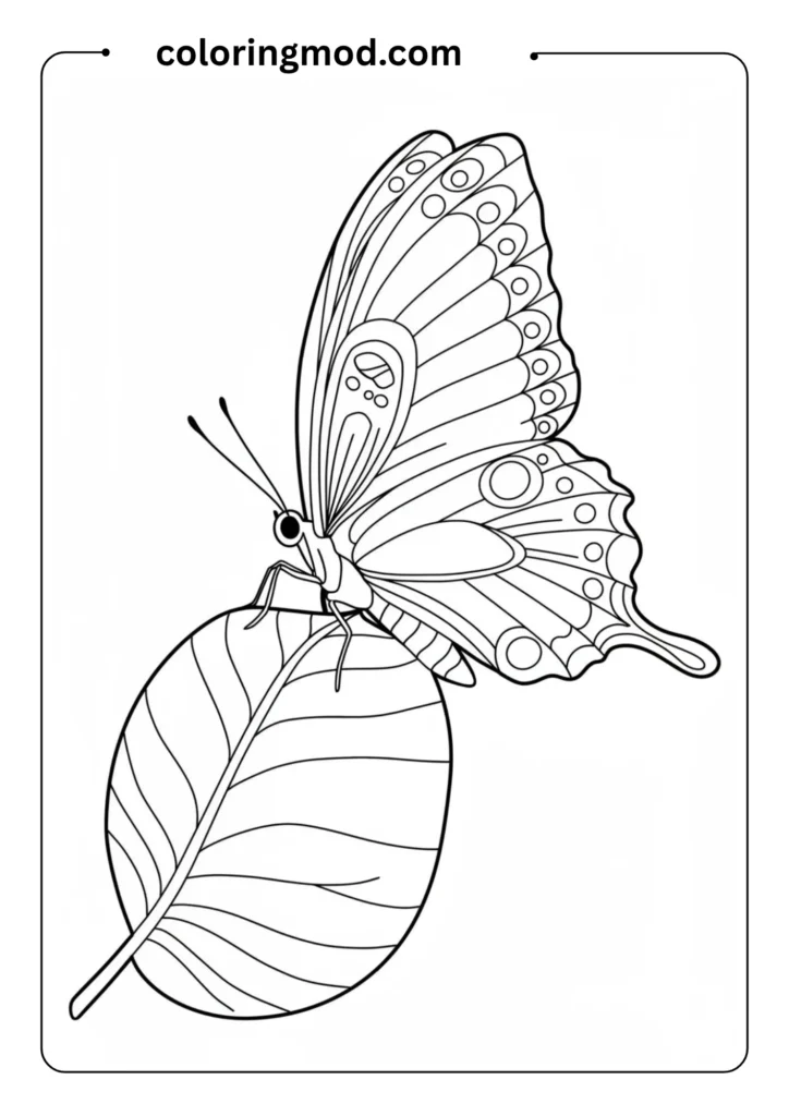 Butterfly on a Leaf Outline