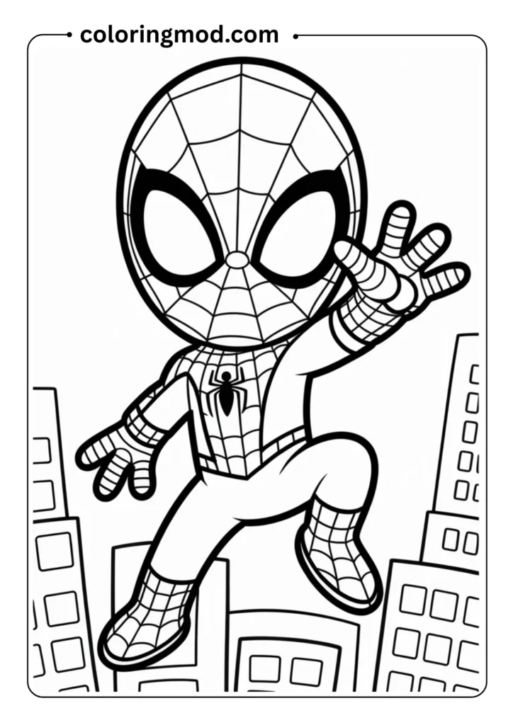 Chibi-style Spiderman waving