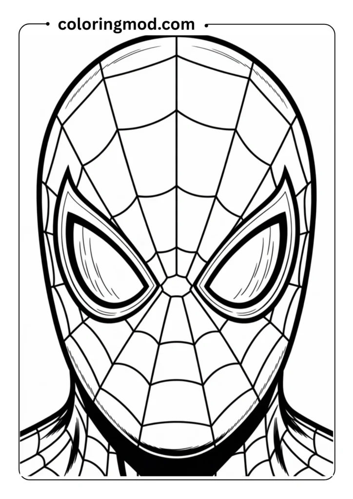 Close-up of Spiderman_s face with web pattern