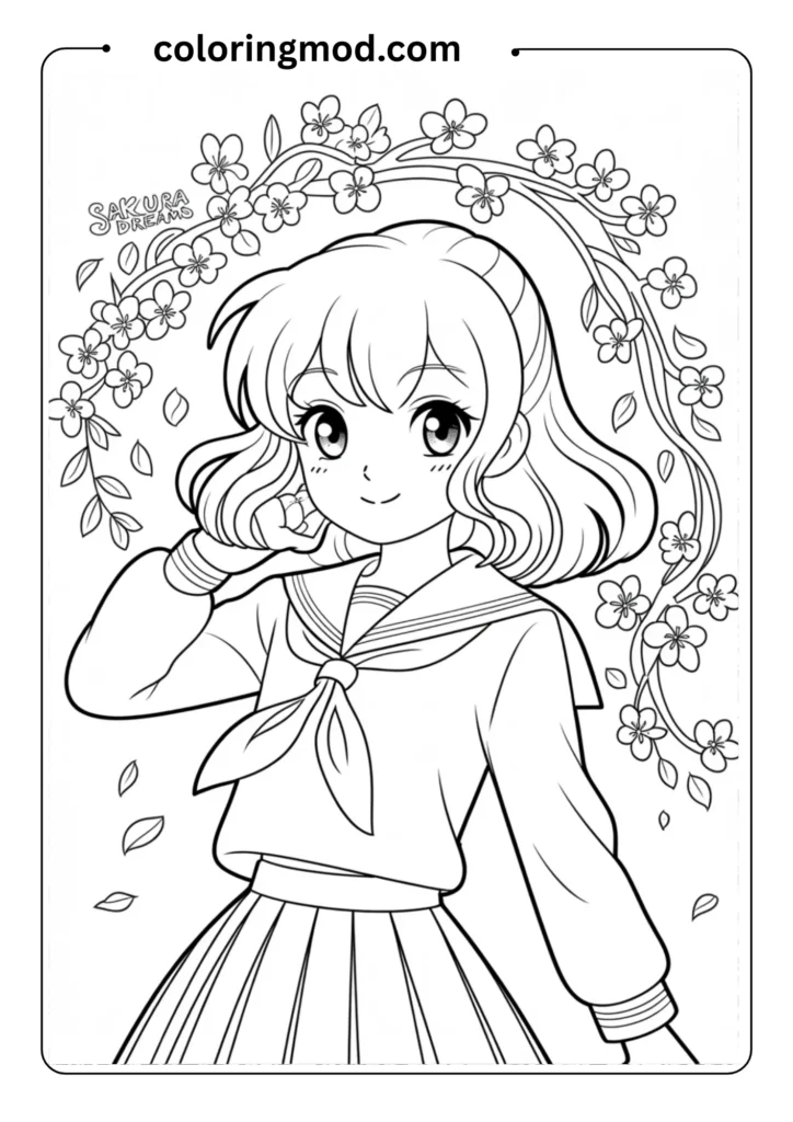 Cute anime girl with big eyes and long flowing