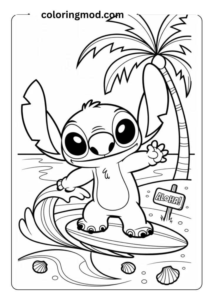 Cute outlined Stitch wearing