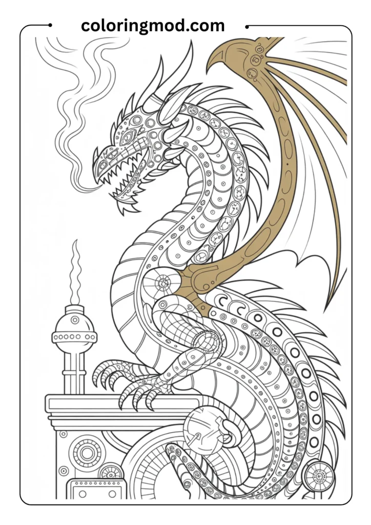 Mechanical steampunk dragon with gears