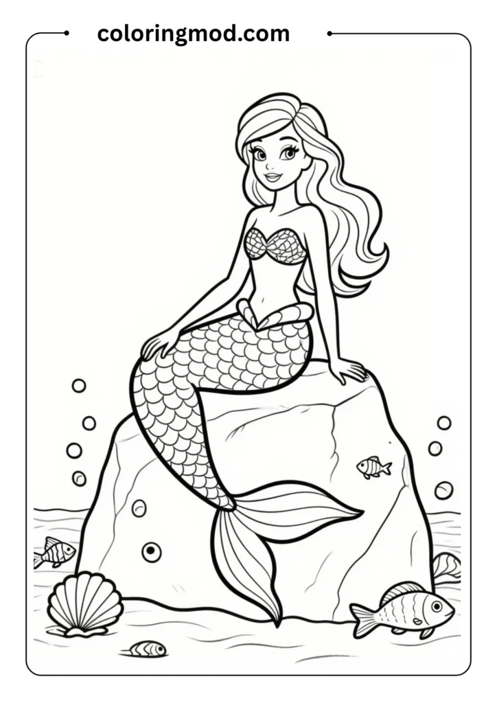 Mermaid Barbie with flowing hair and detailed fish tail
