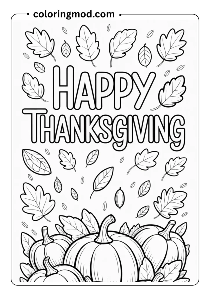 Outlined _Happy Thanksgiving_ text in playful font