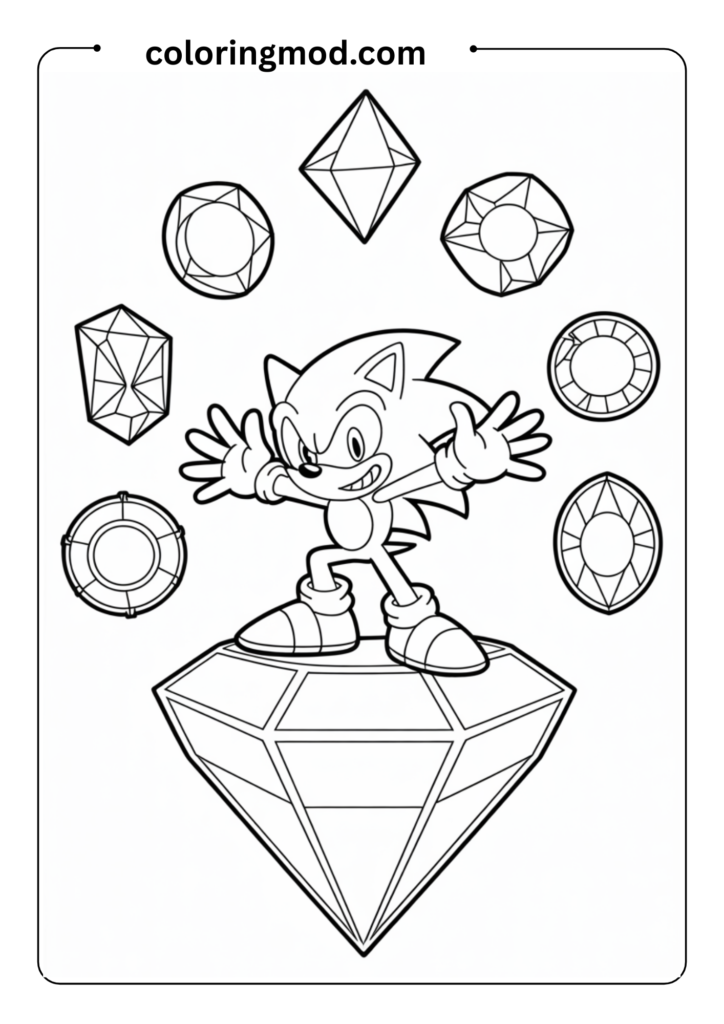 Sonic balancing on top of a large Chaos Emerald
