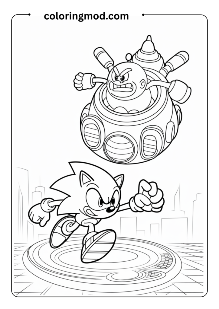 Sonic confronting Dr. Eggman (Robotnik