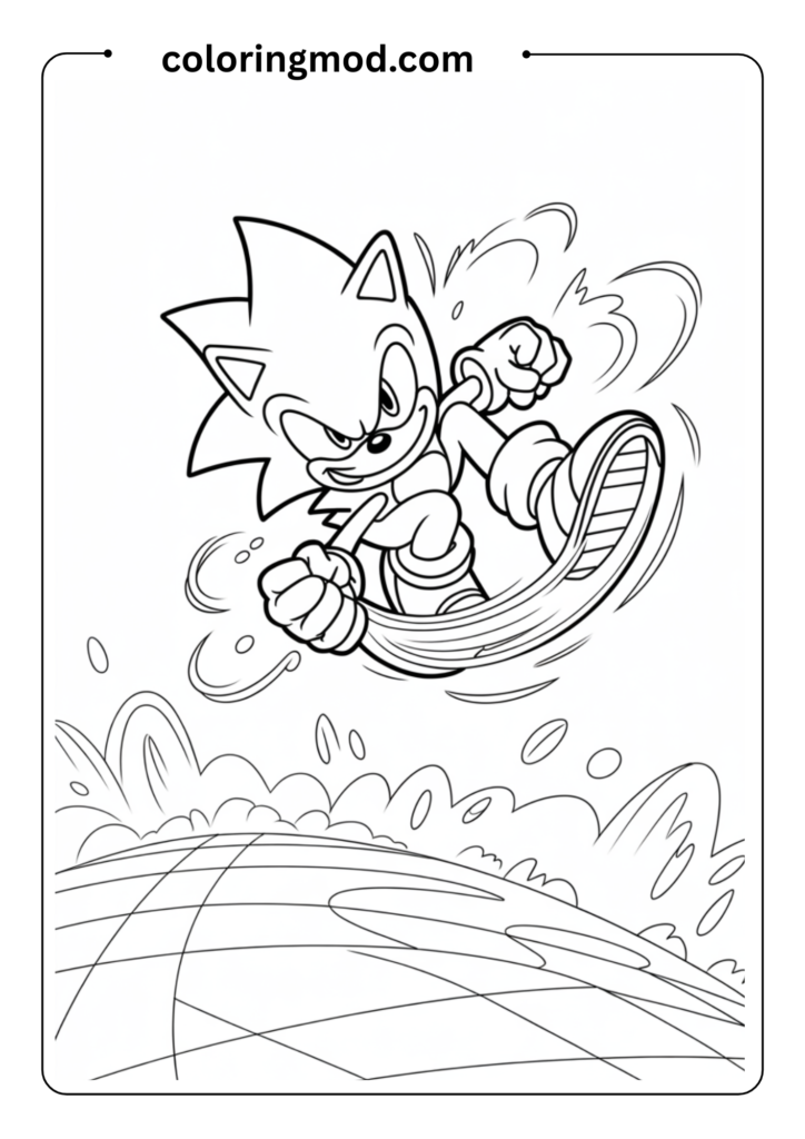 Sonic performing his signature spin dash move