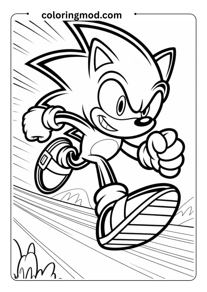Sonic running at full speed with motion lines