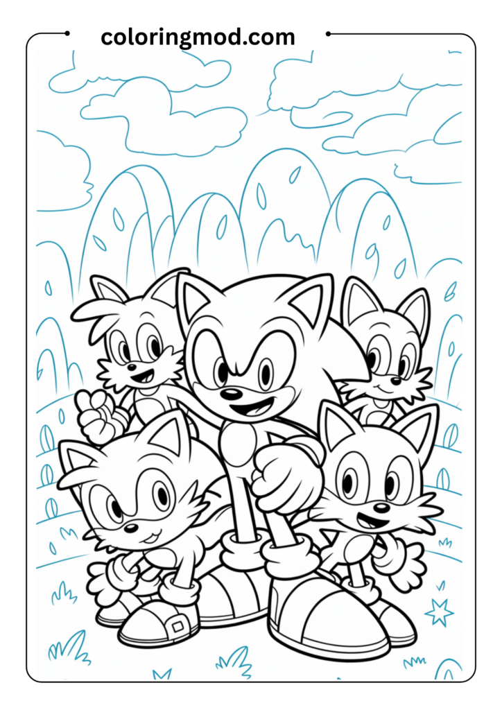 Sonic team group shot with Sonic