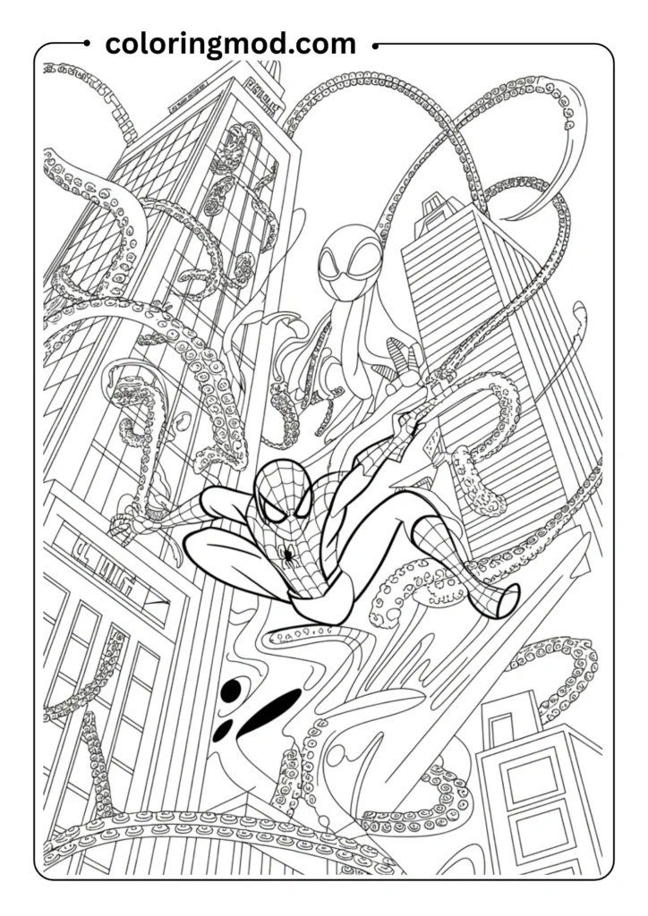 Spiderman fighting Doctor Octopus