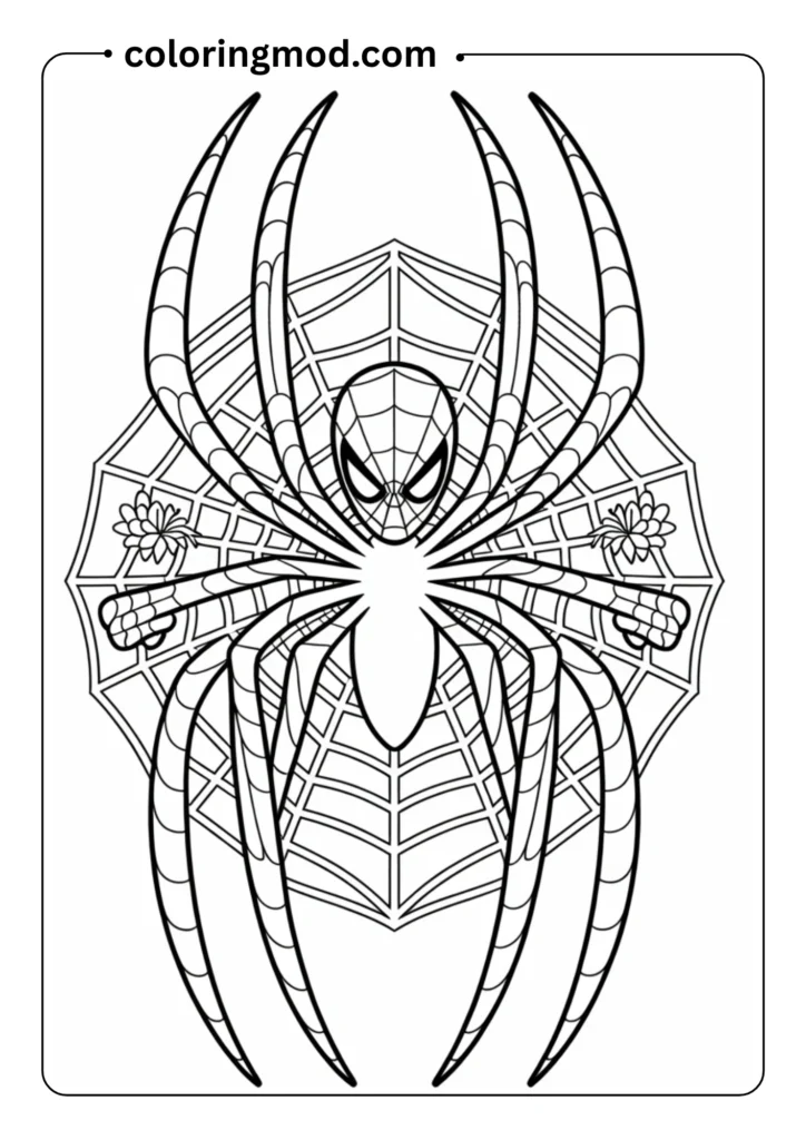 Spiderman in a mandala web pattern
