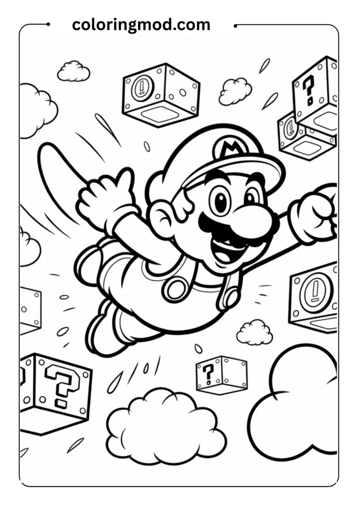  Flying Mario in his raccoon suit, soaring above
