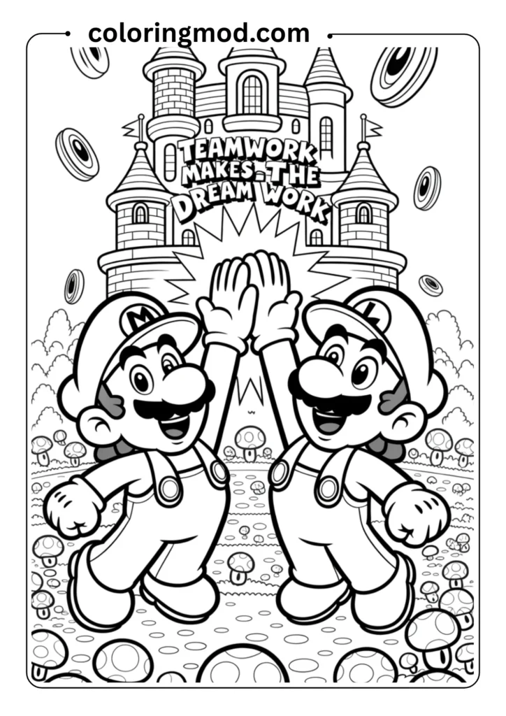 Mario and Luigi giving each other a high-five