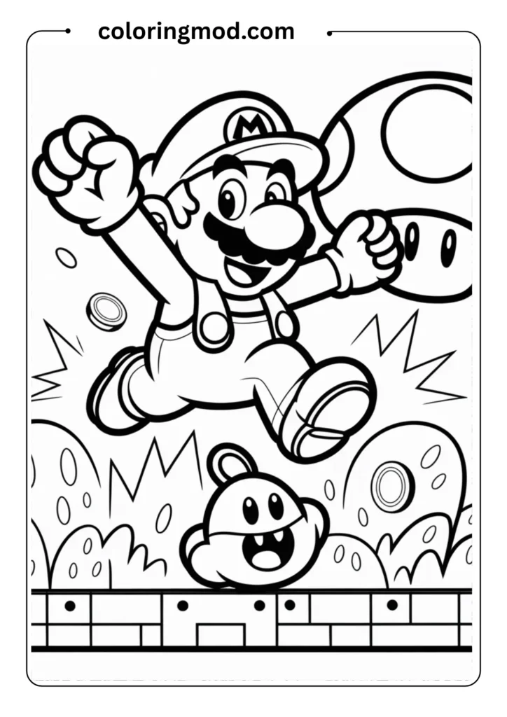  Outline drawing of Mario jumping