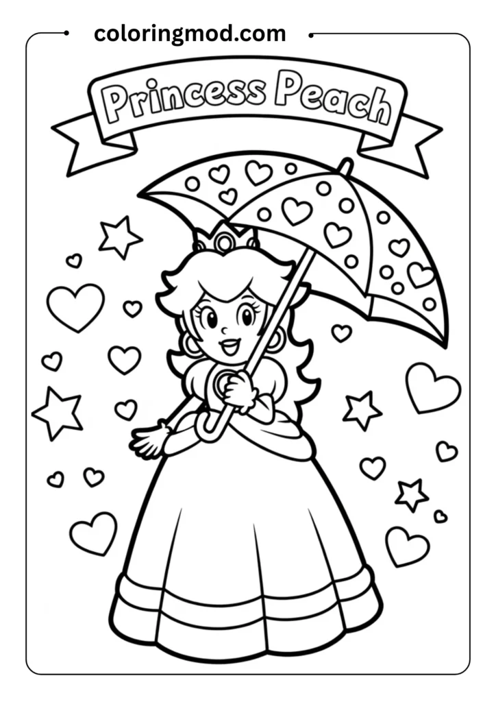 Outlined coloring page of Mario