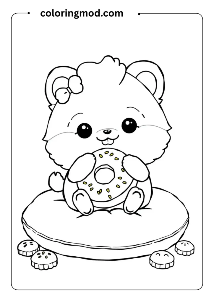 Outlined coloring page showing a Cocker Spaniel puppy getting pampered at a pet grooming salon.