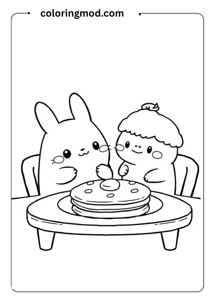 Pompompuricoloring page featuring a wrinkled Pug puppy wearing a small party hat,